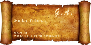 Gurka Ambrus névjegykártya